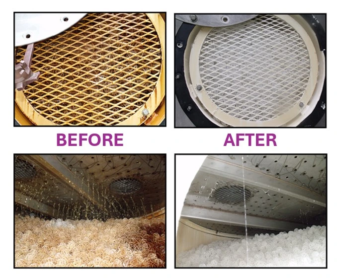Tri-Pack media before and after Pantonite cleaning