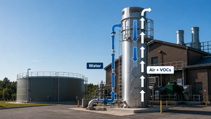 VOC air stripping tower used for groundwater treatment
